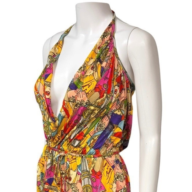 Basso & Brooke Pop Art Graphic Halter Dress Multicolor Made In Italy Size 6 Us — image 5 of 8